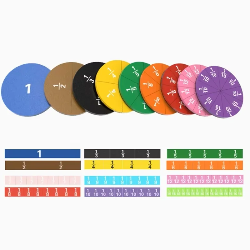 Rompecabezas de fracción magnética EVA forma redonda/forma de tira instrumento de fracciones juguetes educativos de matemáticas Montessori herramienta de aprendizaje de matemáticas