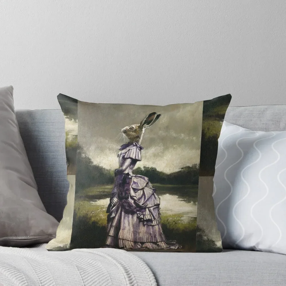 Victorian Hare Lady Throw Pillow Decorative Sofa Cushions Custom Cushion Pillow