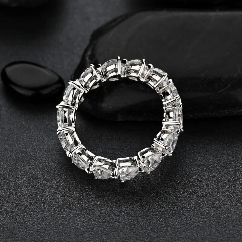 NKHOG Full Moissanite 4*4mm Heart Cut Ring S925 Silver Plated 18k Gold Women Eternity Rings Gifts Wedding Bands Fine Jewelry GRA
