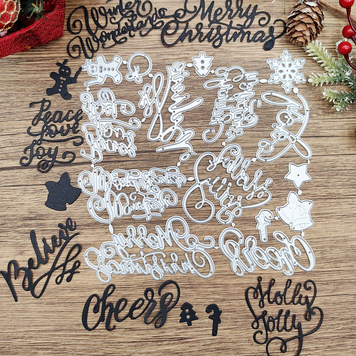 

Christmas Alphabet Set Metal Cutting Dies Ball Gift DIY Scrapbooking Embossing Punch Stencil Handicrafts Decoration Mold