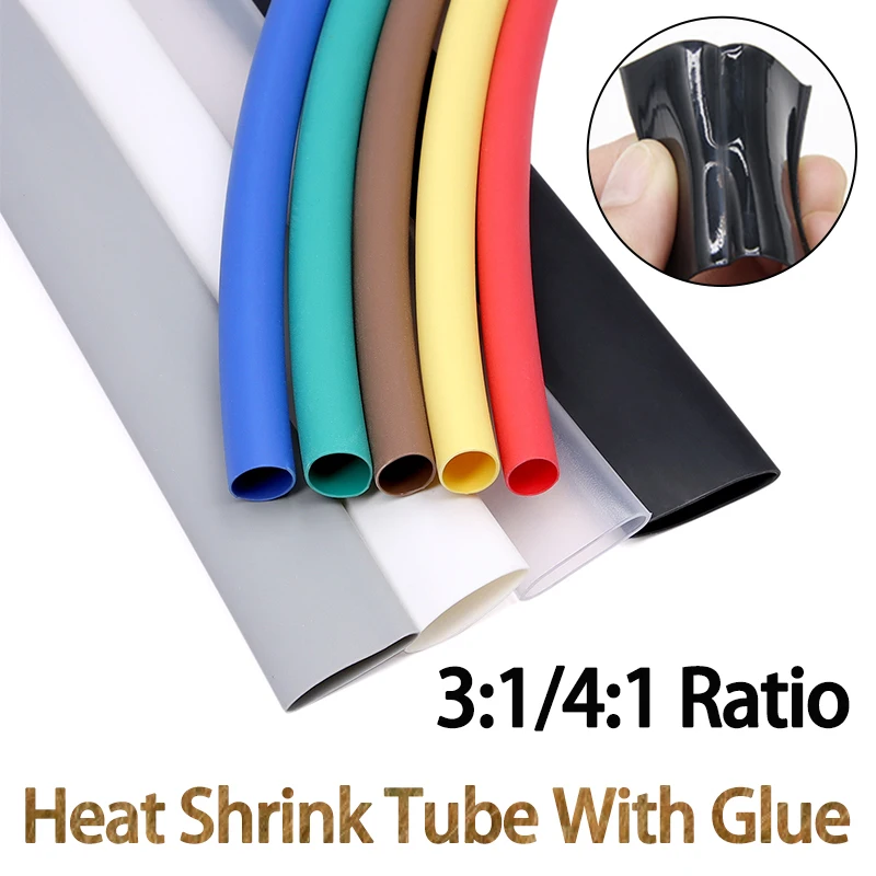3meters 3:1/4:1 Heat Shrink Tube With Glue 1.6mm-40mm Dual Wall Adhesive Lined Polyolefin Shrinkin ﻿Wrap Cable Protect Sleeving