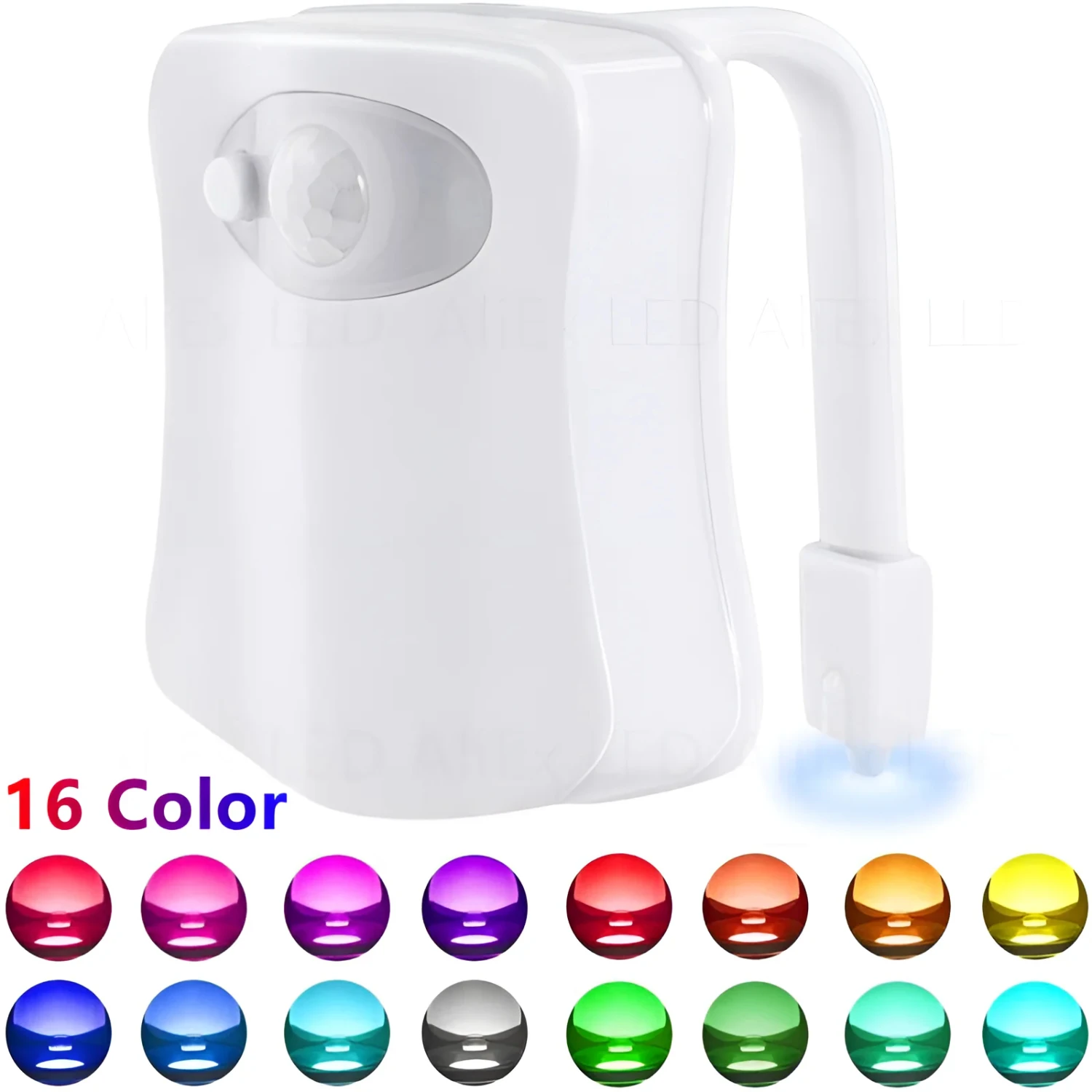 16 kleuren Smart PIR Bewegingssensor Toiletbril Nachtlampje Waterdichte achtergrondverlichting Toiletpot LED Luminaria Lamp WC Toiletlicht