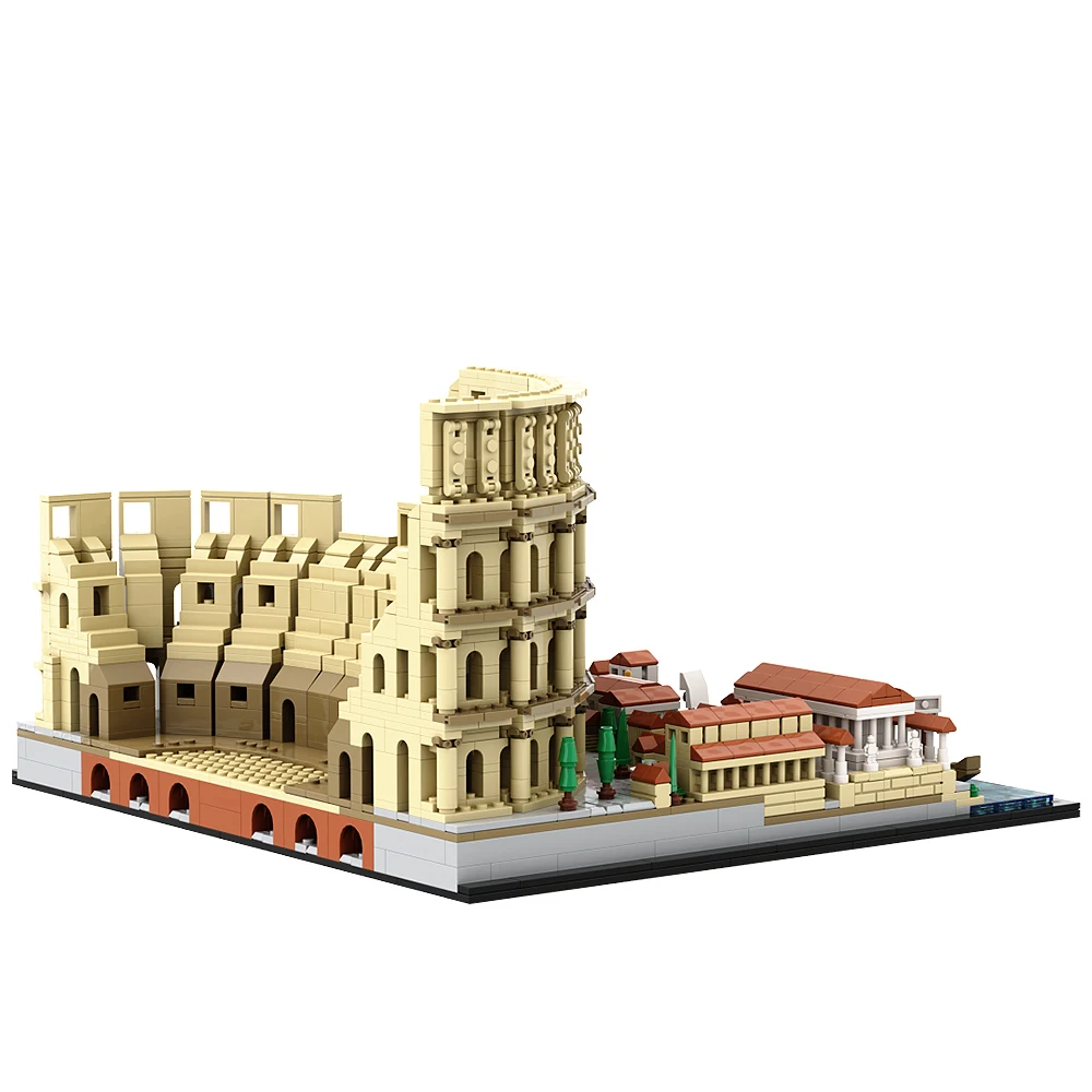 Gobricks MOC Colosseum Worn World Famous Architecture Building Blocks Louvre Big Ben Colosseum Micro Bricks Toy For Collect Gift