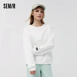 Semir Sweatshirt Women Letter Embroidered Top Personalized Fashion 2024 New Spring Girls Loose O Neck Pullover Casual Hoodie