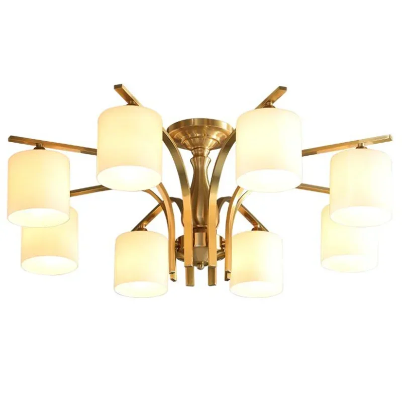 All copper American ceiling lamp living room bedroom lamp study lamp atmosphere simple modern copper Nordic lamps #5