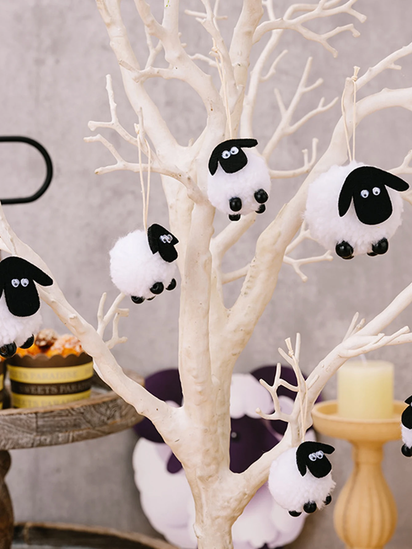 Mini Black White Eid al-Adjha Sheep Hanging Decoration Id al-Adjha Decorations Sheep Droppings