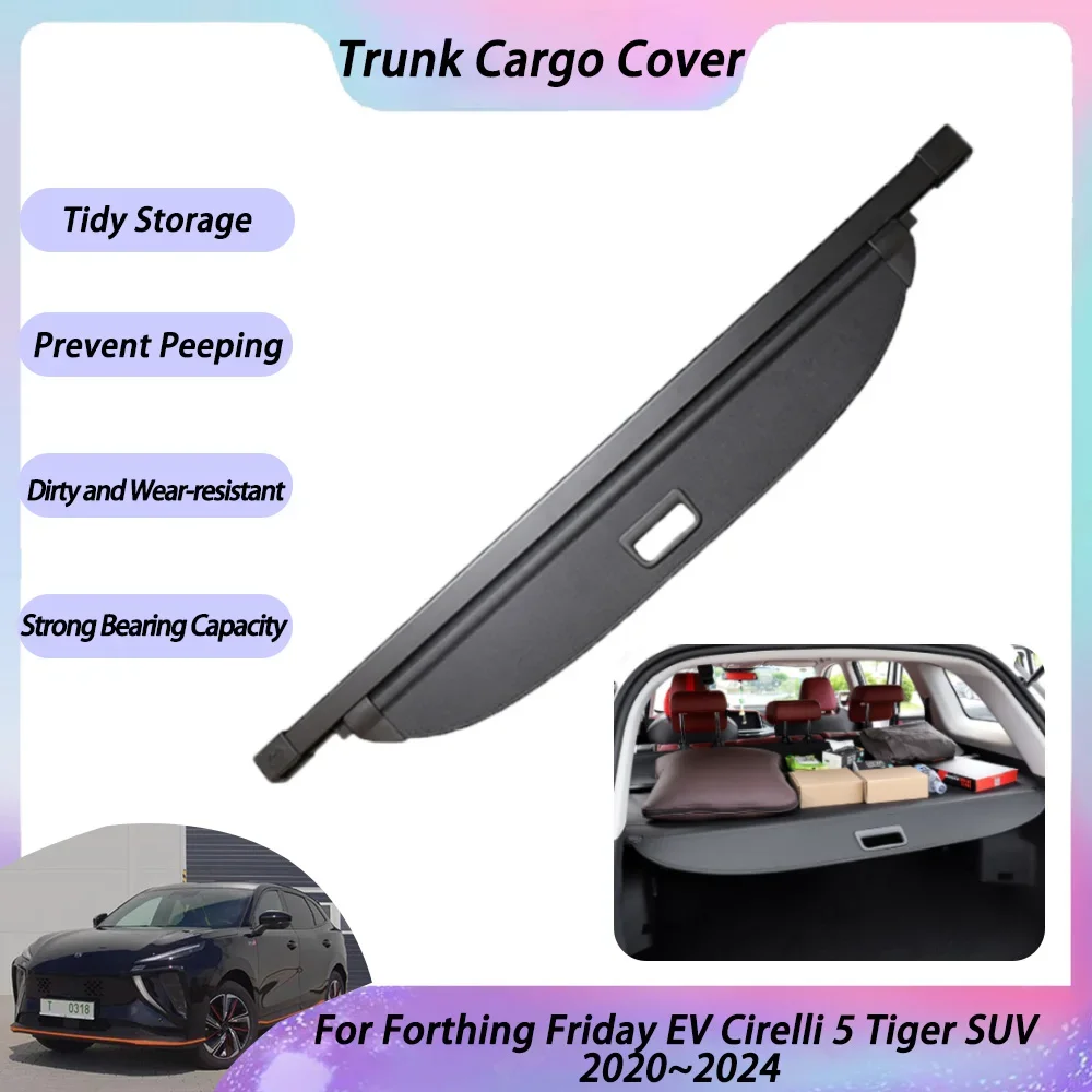 Car Trunk Cover For Forthing Friday EV Cirelli 5 Tiger SUV 2020 2021 2022 2023 2024 Organizer Tray Retractable Car Accessories