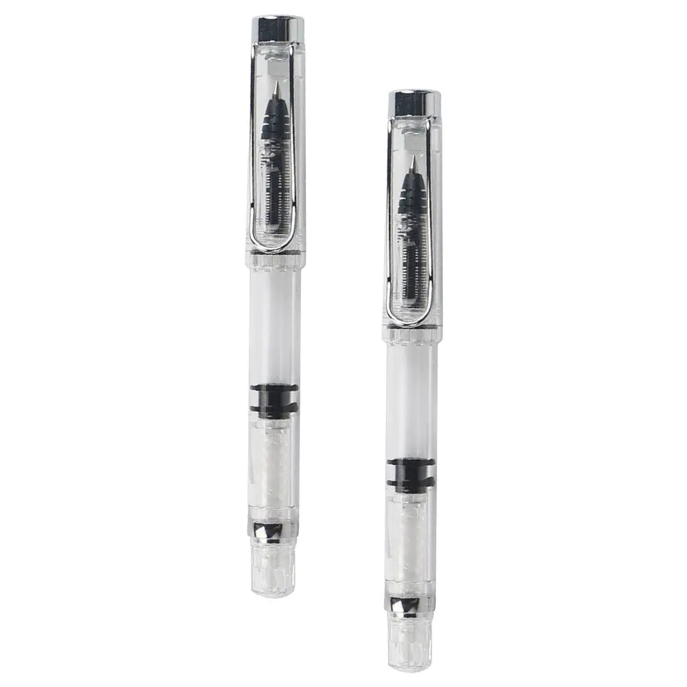 

2Pcs Portable Ink Pen Piston Filling Smooth Writing Tool for Students Teachers Office Calligraphy Practice Ink Pen