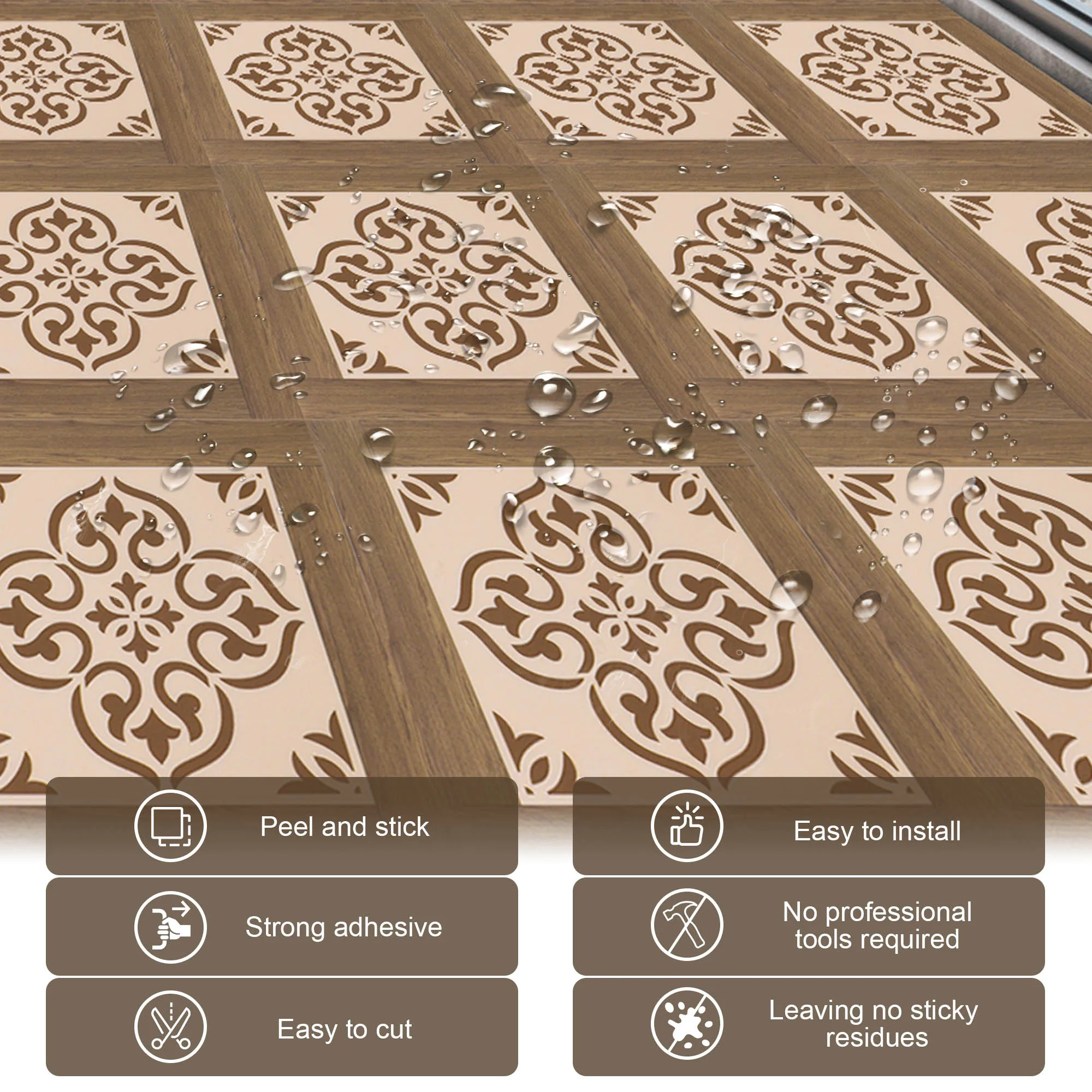 11.8 in. x 11.8 in. Wood Grain PVC Floor Tiles for Bedrooms, Self-adhesive (10-Pack)for US