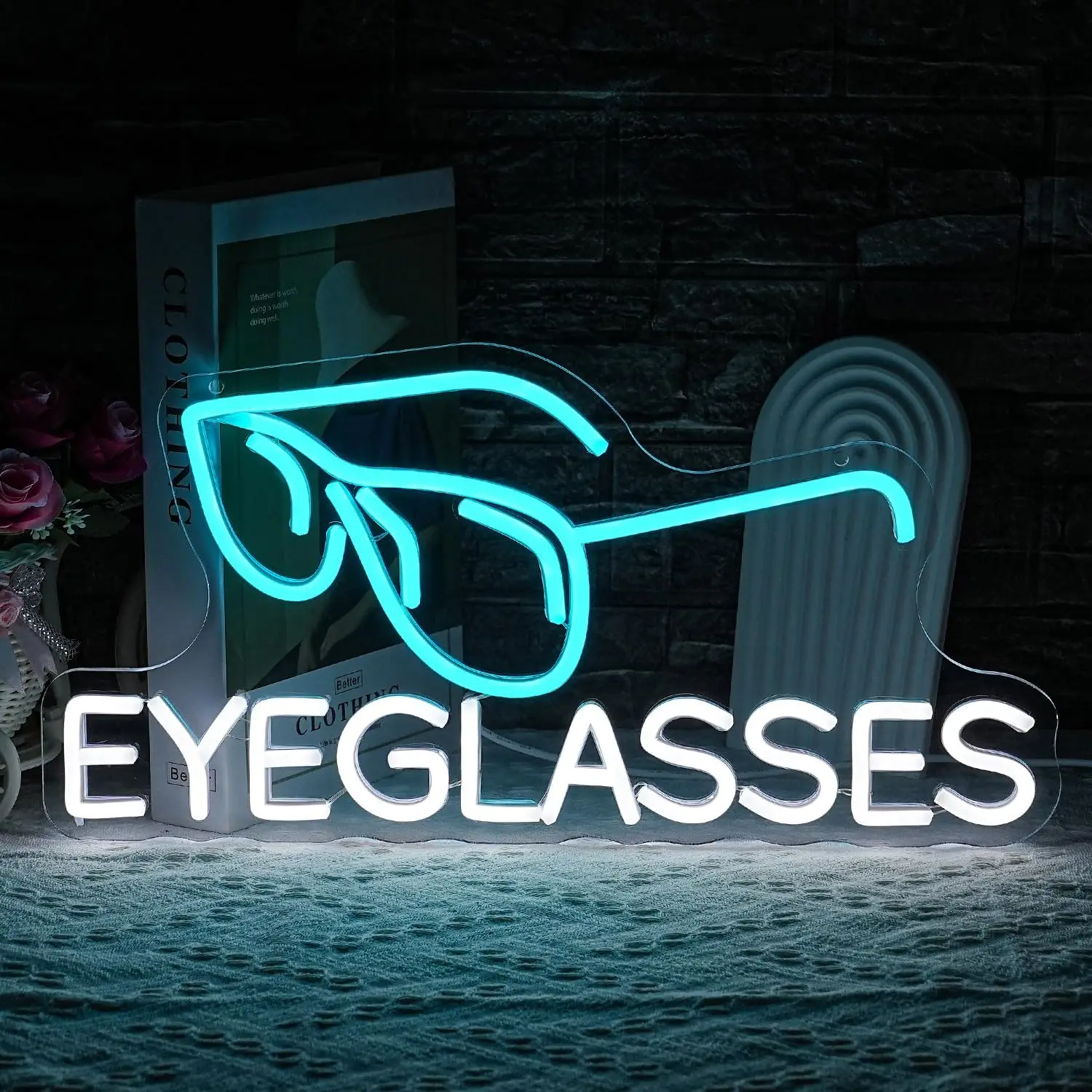 

Eyeglasses Neon Sign Business Eyewear Neon Light Glasses Blue LED Light Optical Shop Store Fashion Room Decoration Sunglasses