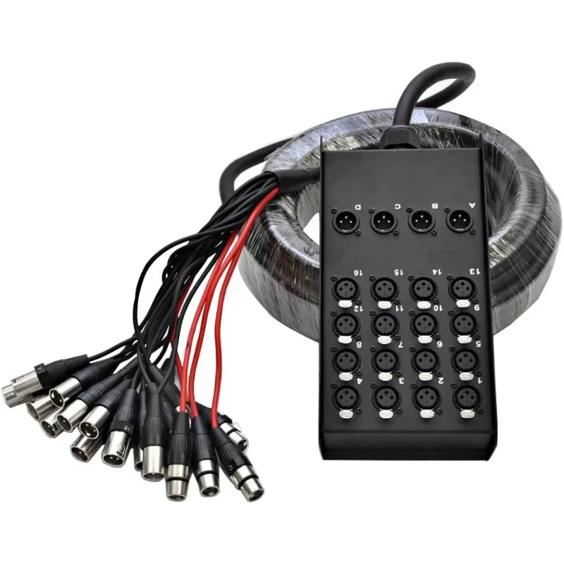 

Динамики 16-канальный низкопрофильный змеиный кабель XLR для монтажной платы, кабель-разветвитель XLR, 50 футов записи змей