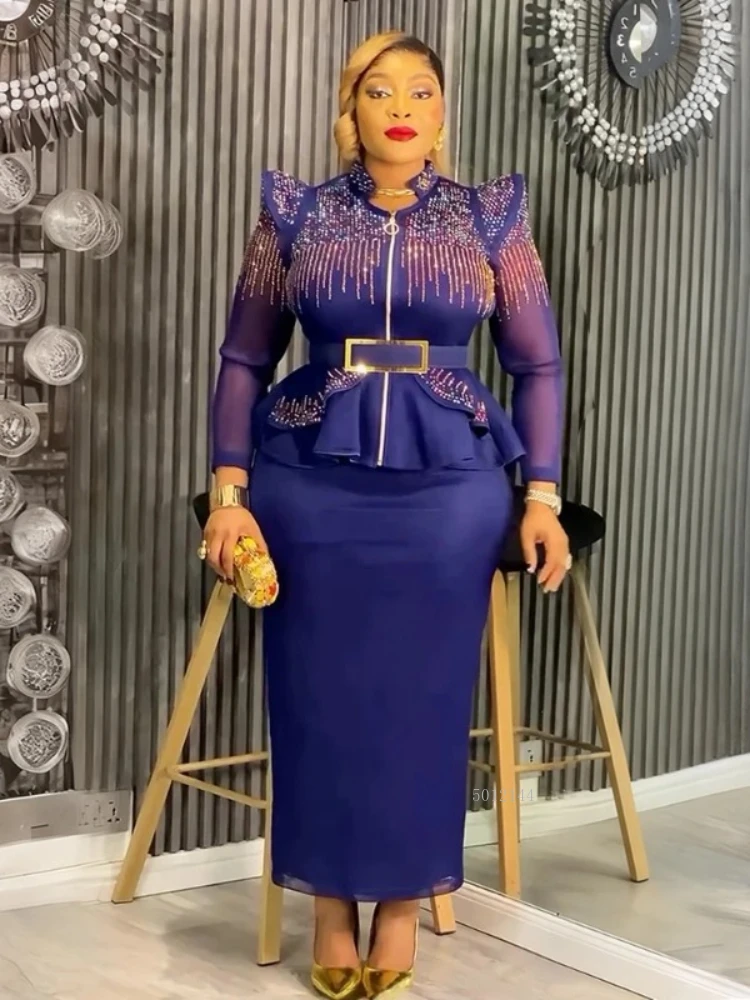 

African Clothes For Women Tradition Dress Stick a diamond Bazin Wedding Party Dress Ankara Robes Trads Wears African Clothes