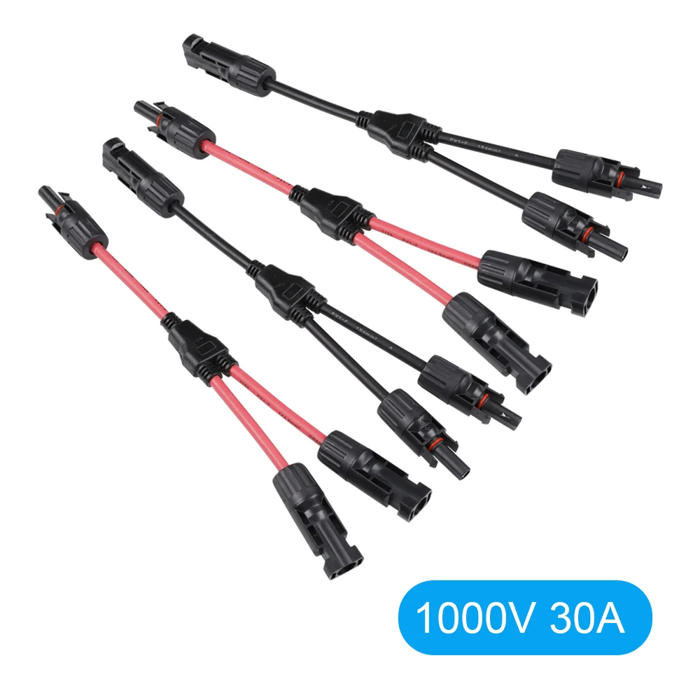 Y Branch Plug 1 To 2 Parallel Connection Solar Connector Photovoltaic Panel Adaptor of Battery Plate Assembly RV PV Group Line