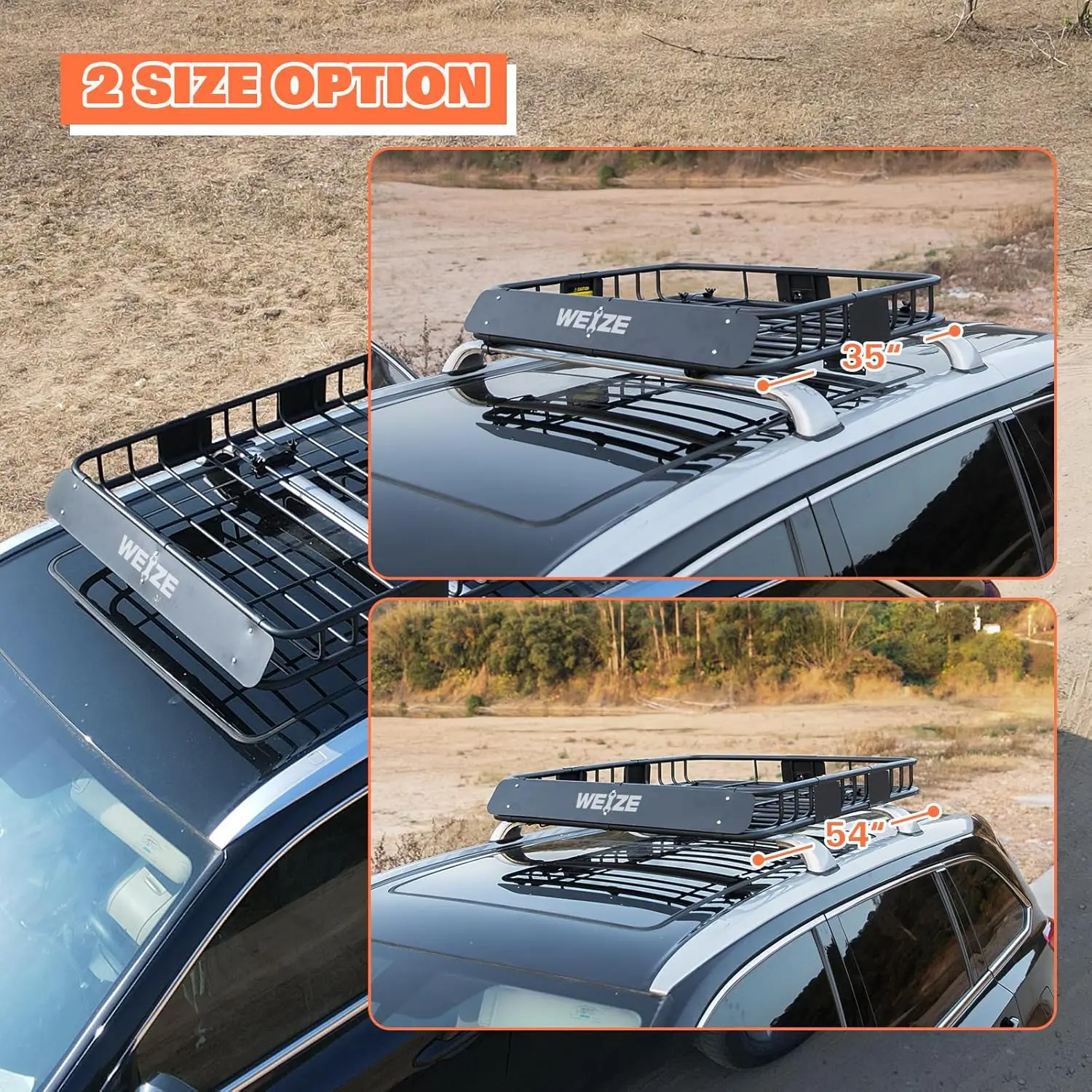 54" x 34" x 6" Roof Rack Rooftop Cargo Carrier Steel Basket, Heavy Duty Car Top Luggage Holder with Extension for SUV, Pick Up T