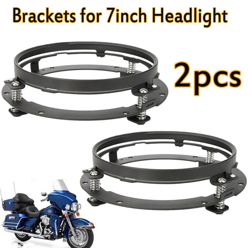 

2PCS 7 Inch Black/Chrome Round LED Headlight Adapter Mounting Ring Bracket For Jeep Wrangler JK TJ