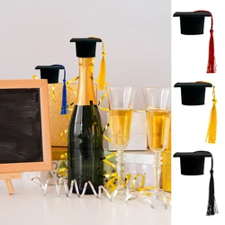 5pcs Mini Bachelor Hat Doctoral Cap With Tassels Wine Bottle Decors Graduation Party Supplies Class of 2024 Souvenir Ornaments