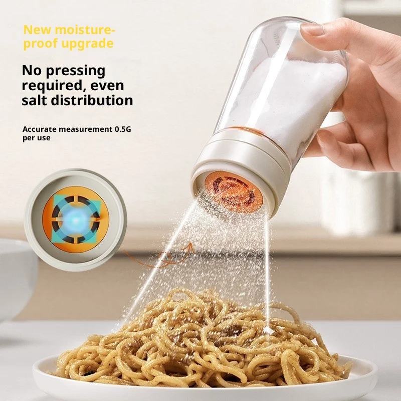 

New Kitchen Salt Shaker Bottle Quantitative Glass Seasoning Jar Sealed Moisture Proof Home Use Salt Control Seasoning Bottle