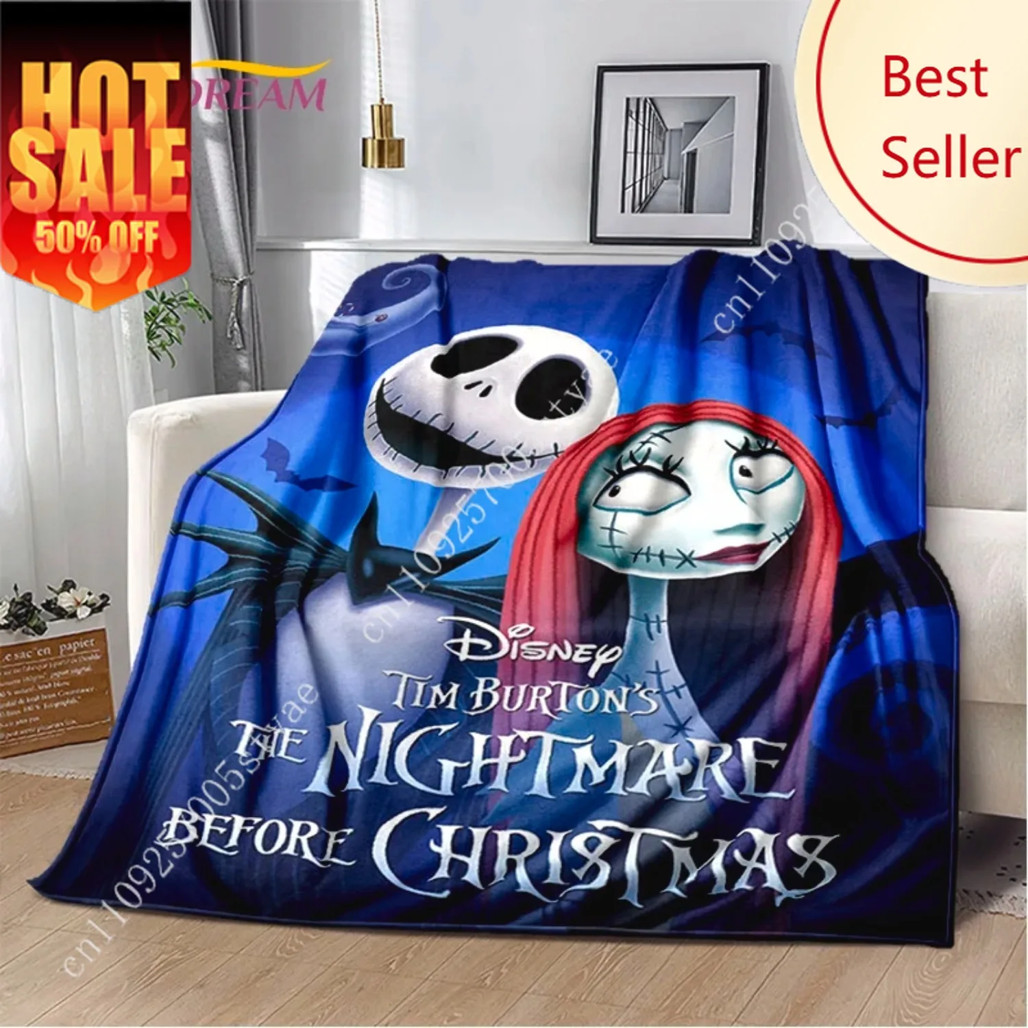 

The Nightmare Before Christmas Jack Cartoon Blanket,Flannel Soft Throw Blanket for Home Bedroom Bed Sofa Picnic Office Gift