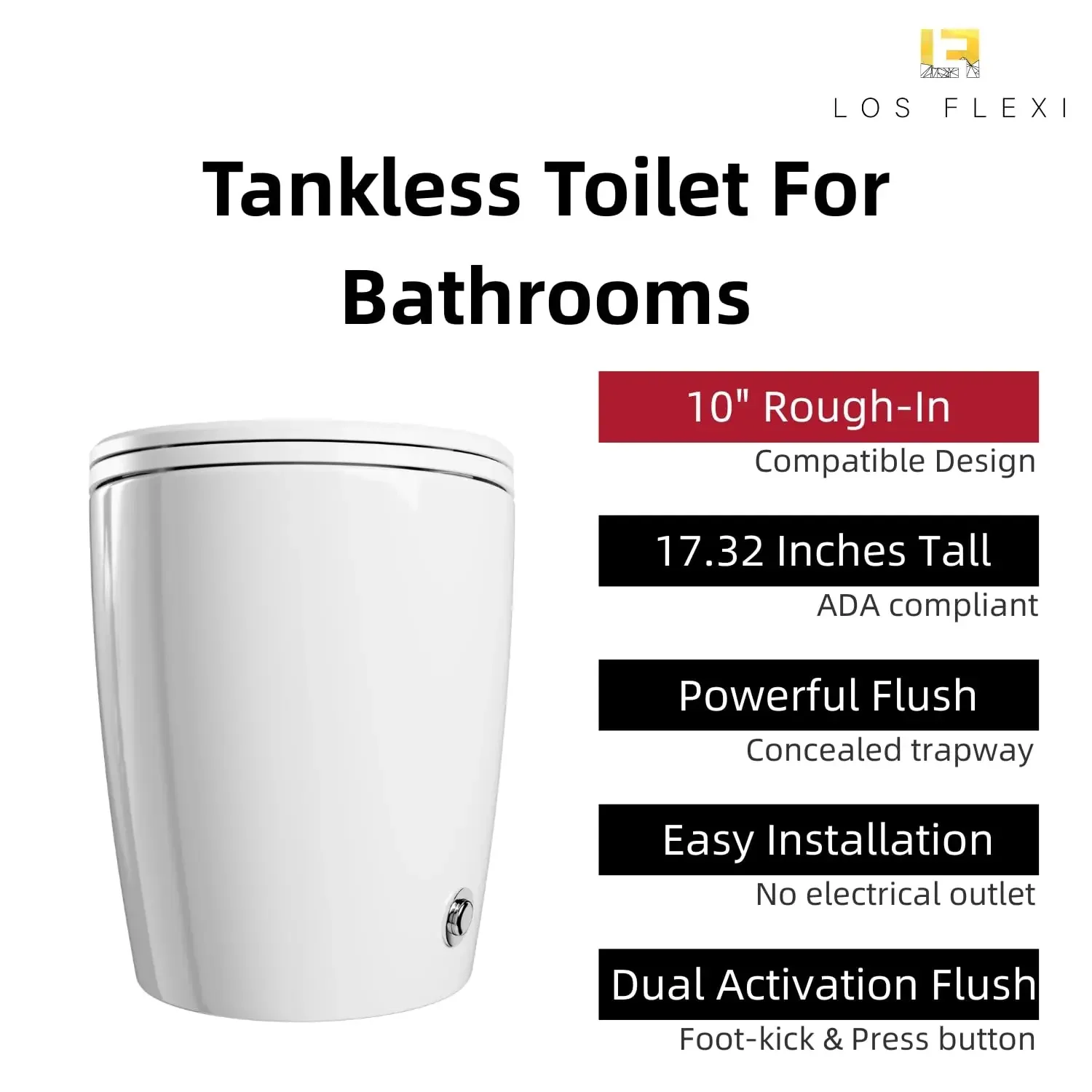 Non Electric Toilet, 1000g Map & 1.0 GPF, 17.3