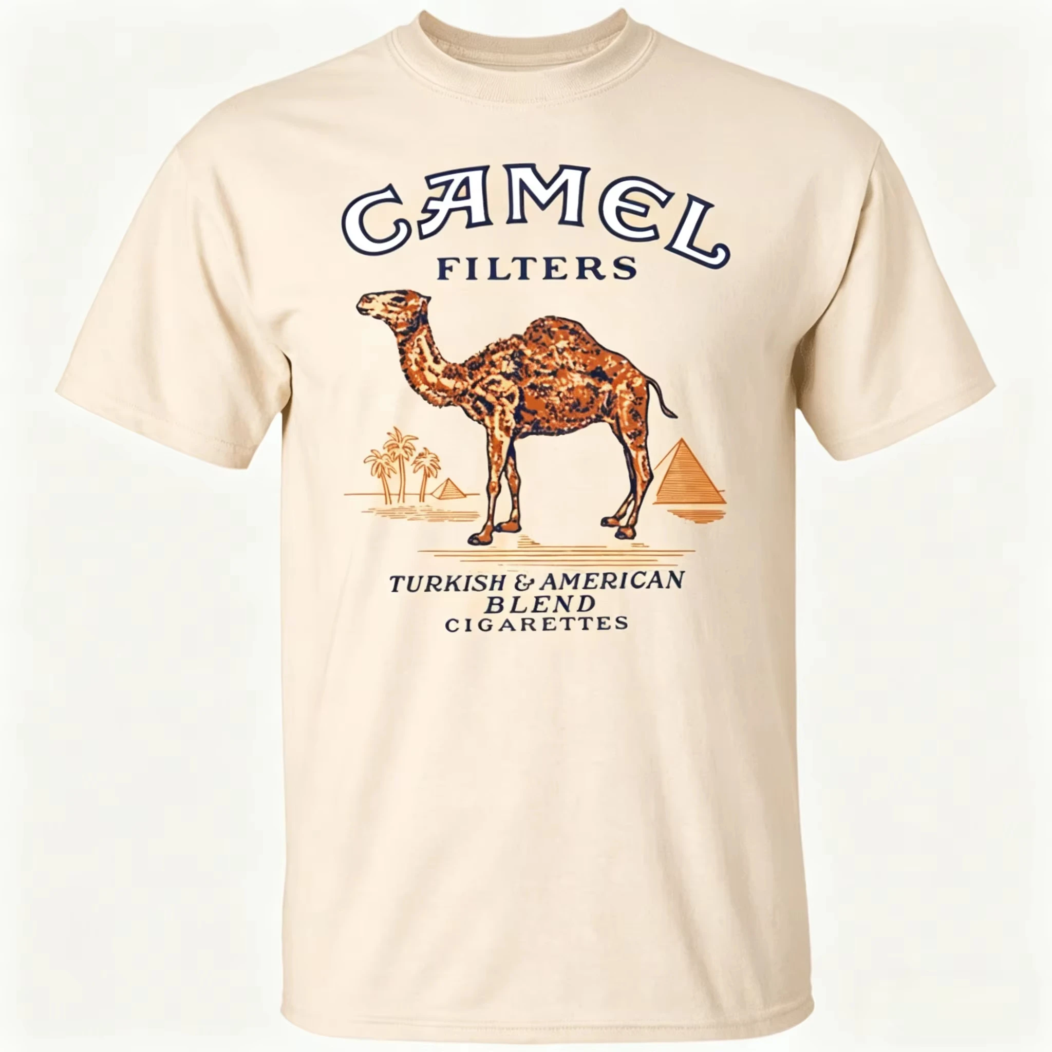 Camel Cigarette Pyramid Classic Graphics Baumwoll-T-Shirt 2026 Neuer Amerikanischer Stil für den harten Mann – Detail 5