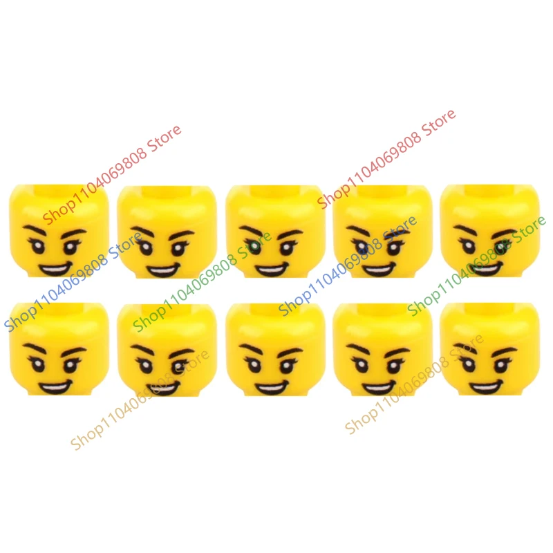MOC Kopfzubehör Bausteine Figurenteile Kreative Gesichtsausdrücke Lachen Zornig Bart Junge Mädchen Frisuren Mini-Bausteine N27