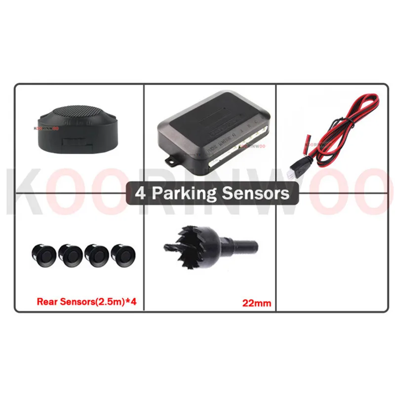 Koorinwoo  Car Parking Sensors 4 Radar Alarm Alert Indicator blind Sport Probe Black/white/Silver Parkmaster System Car-detector