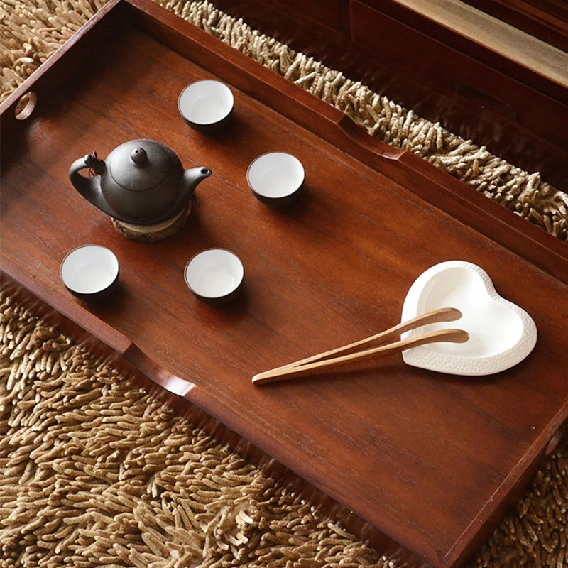 Pastoral solid wood tea table small tea table with tea tray mobile cart  art table kung fu small coffee  Japanese