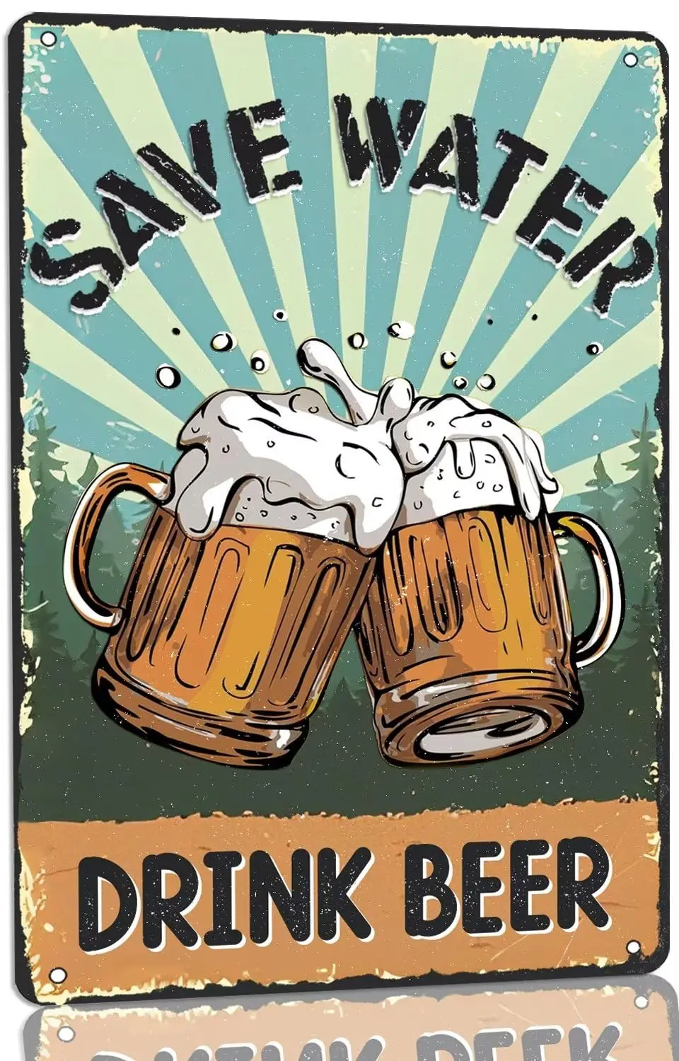 Save Water Drink Beer Metal Tin Sign,Vintage Beer Bar Art Poster Plaque Home Wall Decor for Man Cave Pubs Backyard Bar Tin Sign