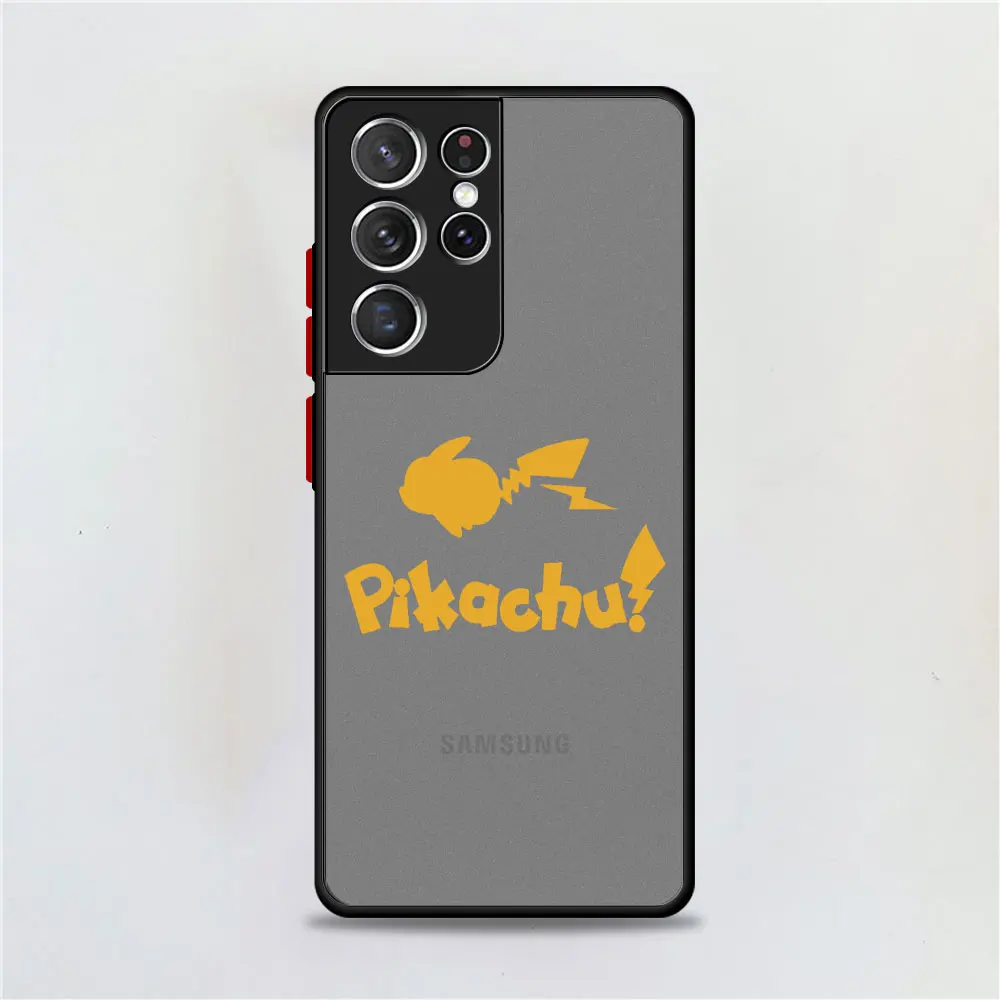 Case For Samsung Galaxy S24 S23 S22 Ultra S20 S21 FE S10 Plus Note 20 10 Lite 9 Matte Funda Phone Cover Retro Pokemon Pikachu