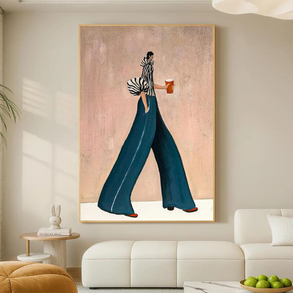 

Large Modern Fashion Woman Wall Art Original Hand Painted Oil Painting on Canvas Bold Figurative Design for Chic Interior Decor