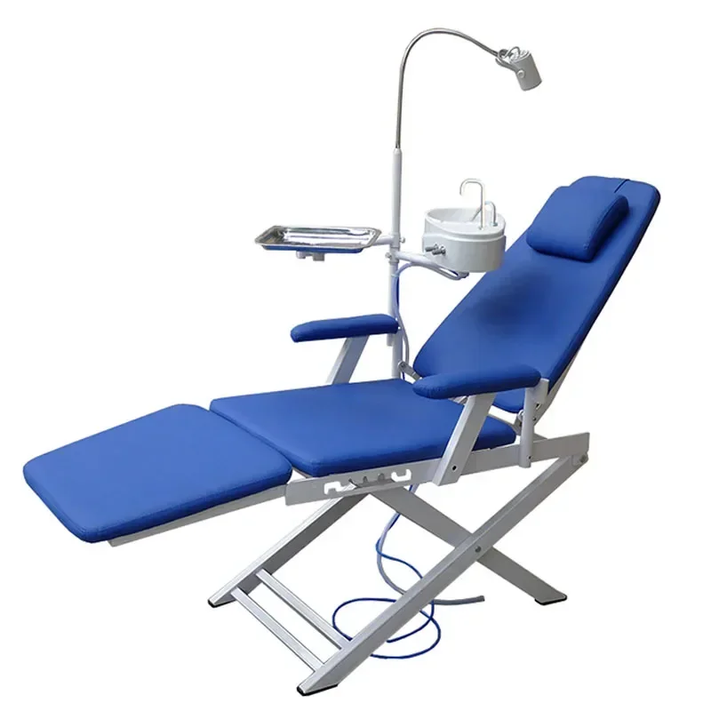 Dental Folding Chair Portable Unit with Air Turbine Unit with LED Oral Light Lamp with Water Flushing Movable light chair