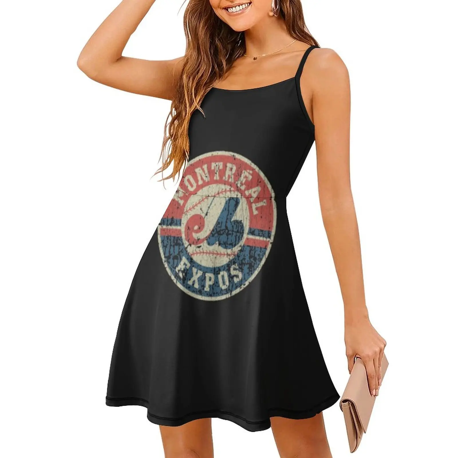 مونتريال اكسبوس 1969 قسط تي شيرت المرأة فستان الحفلات الأنيق فستان ألف خط مع خيارات قصيرة/طويلة/بدون أكمام مونتريال اكسبوس