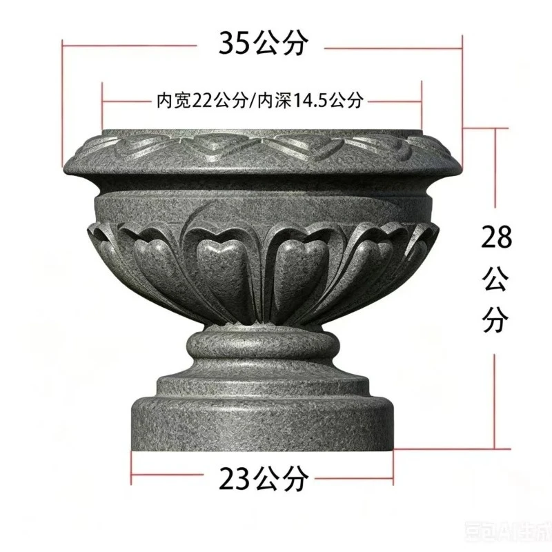 European Flower Pot Mold – Round Thickened Plastic Cement Mold with Bottom Grouting for Balcony