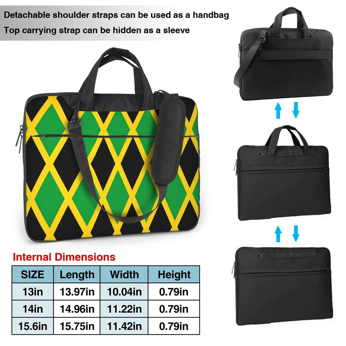 Laptop Bag Sleeve Jamaican Flag Portable Briefcase Bag Love Jamaican For Macbook Air HP Huawei 13 14 15 Stylish Computer Case