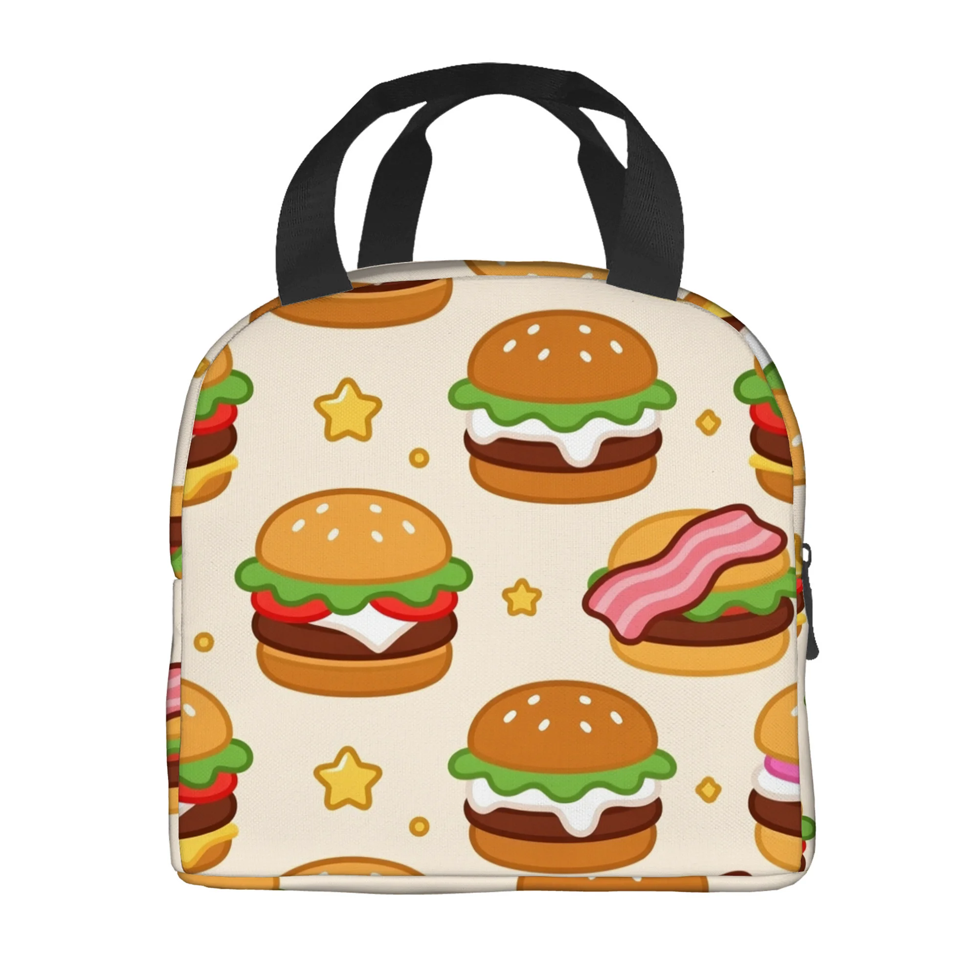 1pc a Thermal Bag Featuring a Burger Design with Stars, Designed for Insulation. It Is Not Intended for Direct Food Contact