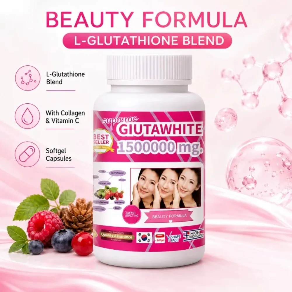 1500000mg Glutathione Capsules with Collagen Antioxidant Beauty Supplement for Skin Glow Hair Nutrition Daily Wellness Support