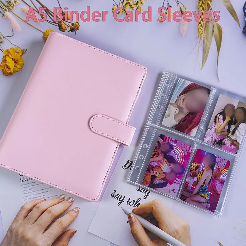 1Set Kpop Photocard Binder with 25 pages 4-Pocket Card Collector Album with 200 Card Slots PU Leather Cover Organizing Cards