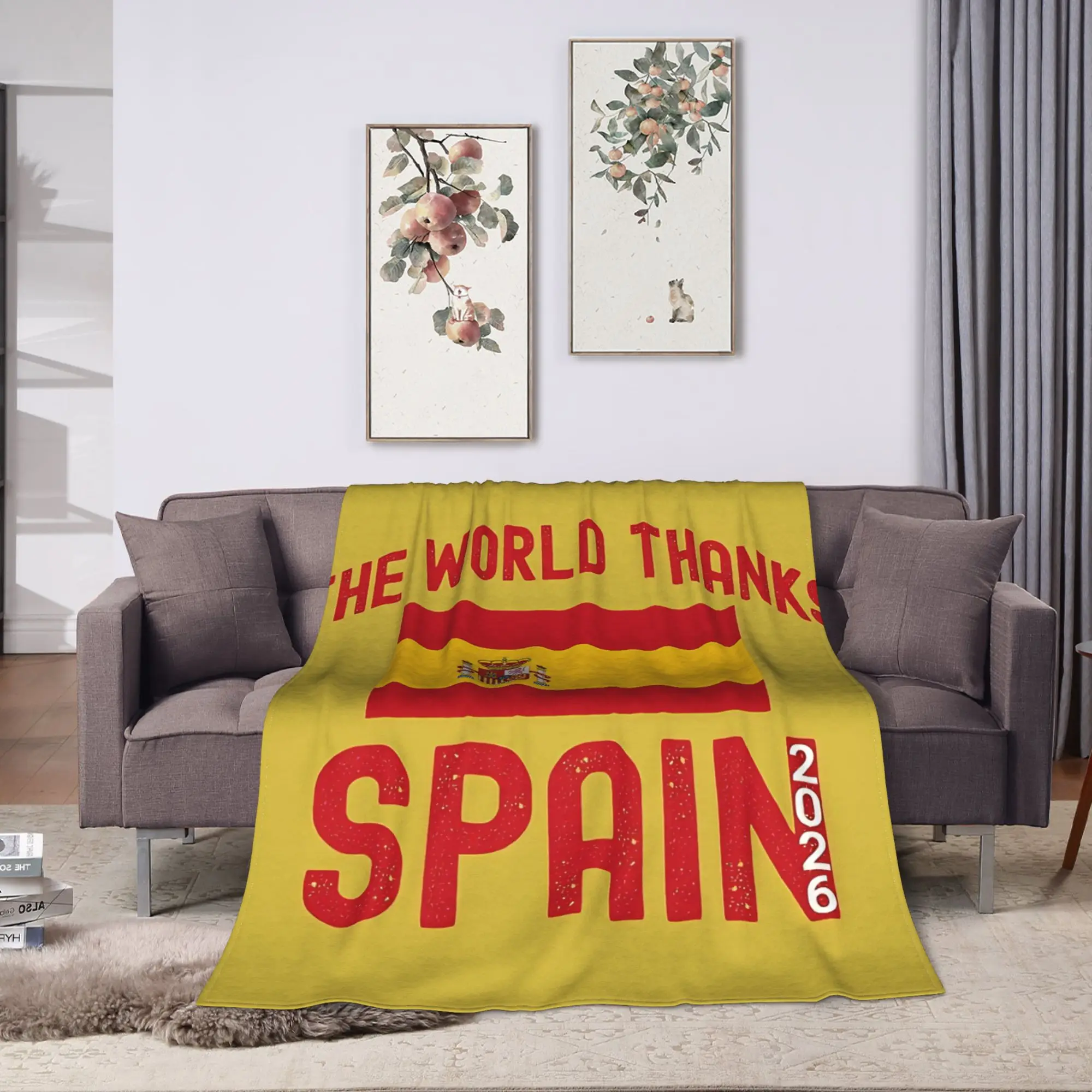The World Thanks Spain  España Pride Throw Blanket  Flannel Bedspread For Home Decor Graphic Sofa Bed Cover