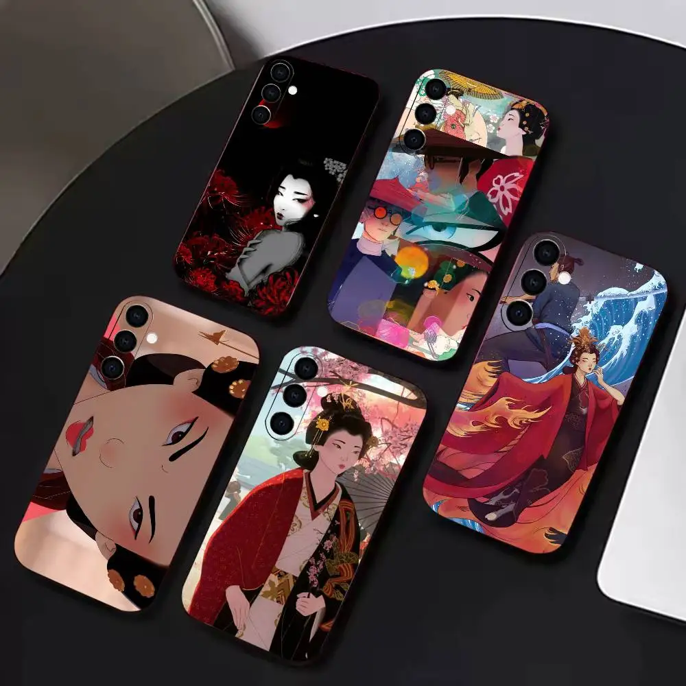 B-Blue Eyes Samurai-Akemi smart  Phone Case Black Soft Silicone TPU For Samsung A72,A51,A70,A71,A53,A52,A73
