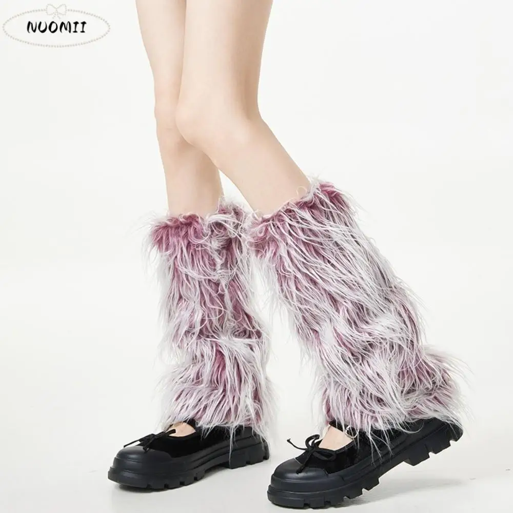 

Модные Y2K эстетические гетры из искусственного меха Harajuku Kawaii пушистые гетры в стиле панк, зимние гетры, уличная одежда