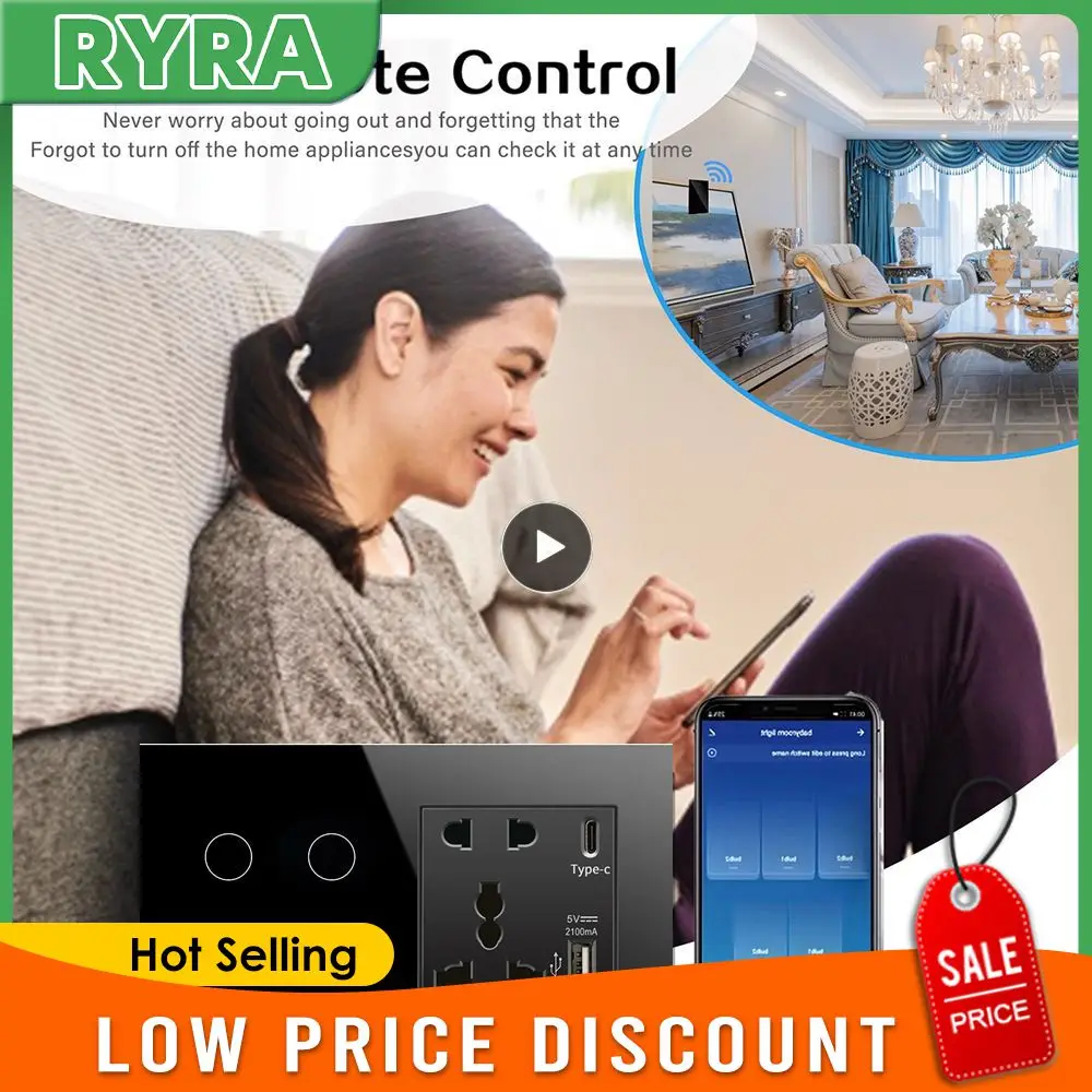 Tuya Smart Switch Durable Easy To Control Seamless Integration With Systems Multi-function Socket And Usb Port