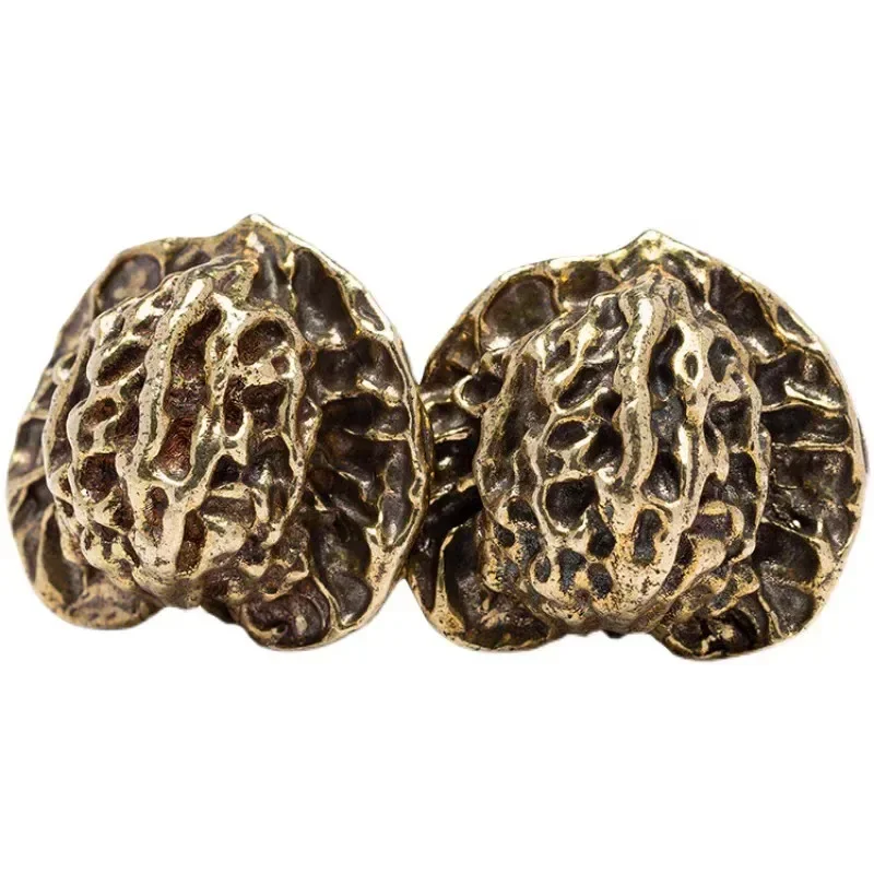 2026 Solid Pure Brass Walnut Handle Pieces Play Massage Fitness Ball Home Tea Pet Ornaments Pure Copper Hand Play Pieces