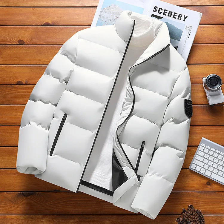 2025 homem parkas para baixo casaco de inverno moda engrossar gola zíper masculino outerwear manga longa casual versátil jaqueta masculina