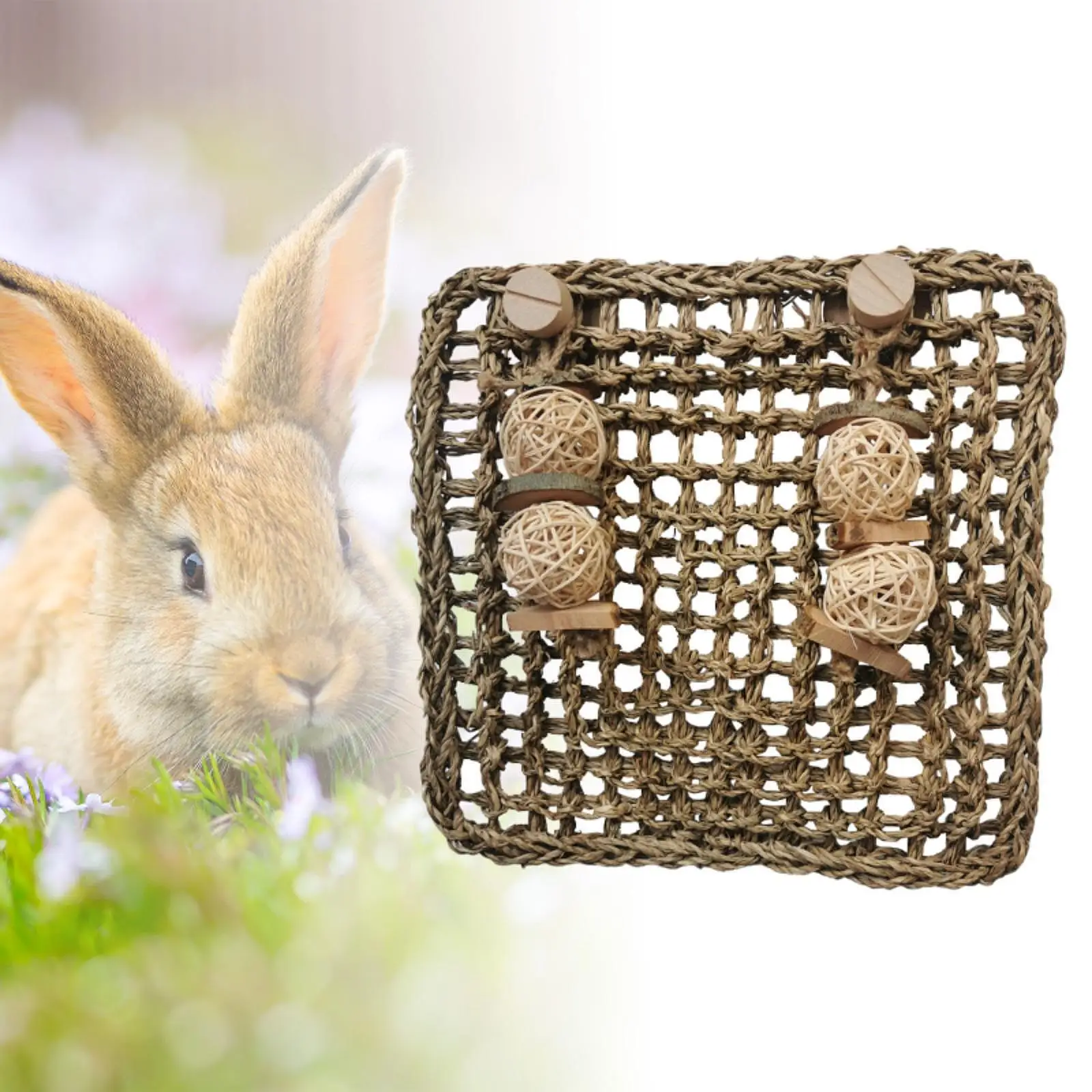 Bunny Grass Mat Woven Bed Mat Grinding Small Animals,Straw Bedding,Grass Mat for Rabbits for Rat Parrot Hedgehog Hamster