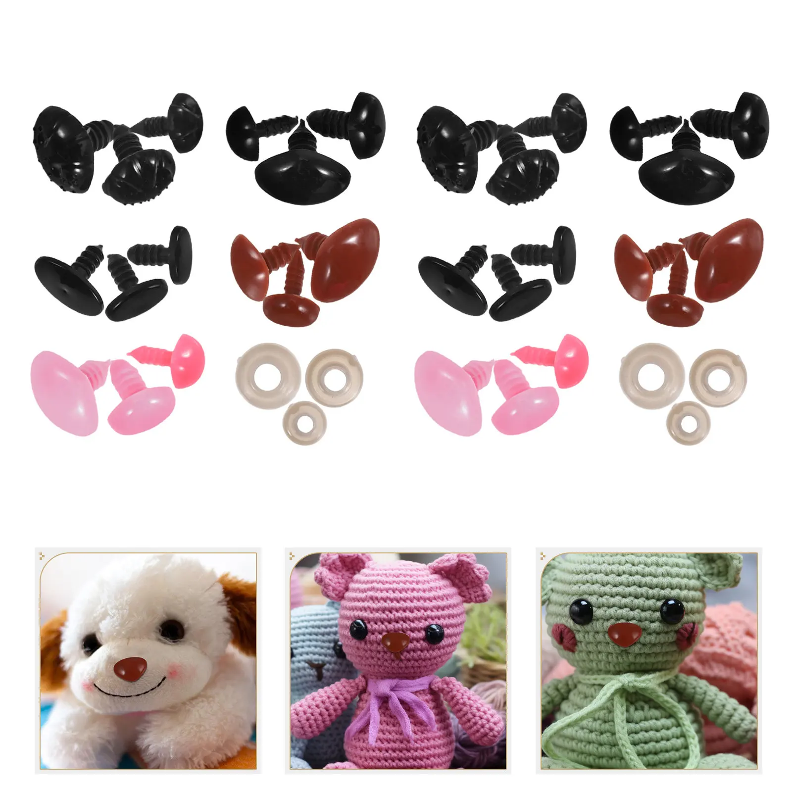 

150Pcs Safety Nose Plastic with Washers for Bears Crochet Stuffed Animals DIY Handmade Animal Noses Brown