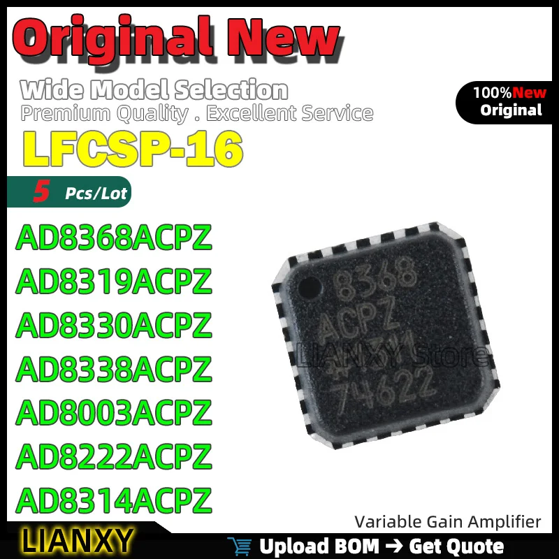 

5pcs LFCSP-16 AD8368ACPZ AD8319ACPZ AD8330ACPZ AD8338ACPZ AD8003ACPZ AD8222ACPZ AD8314ACPZ Variable Gain Amplifier New Original