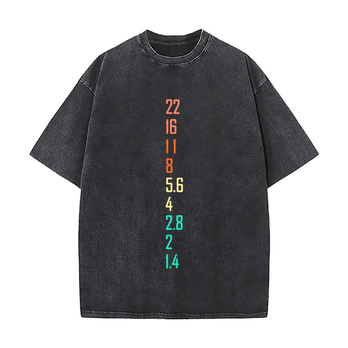 Colorful Camera Aperture F Stops 22 16 11 8 Distressed Vintage Oversized Streetwear Tops for Coffee Dates