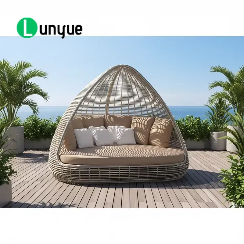 High End Custom Rattan Recliner Bed with Cushion Durable Outdoor Furniture for Villa B and B Garden Patio Lounge Chair