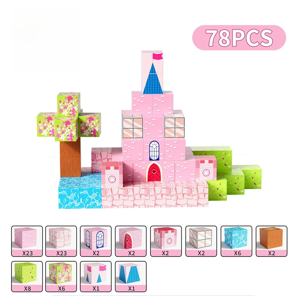 Kreative STEM Magnetische Fliesen Set Prinzessin Schloss Dinosaurier Park Tier Bauernhof DIY Bausteine Lernen Spielzeug Kinder Geschenk