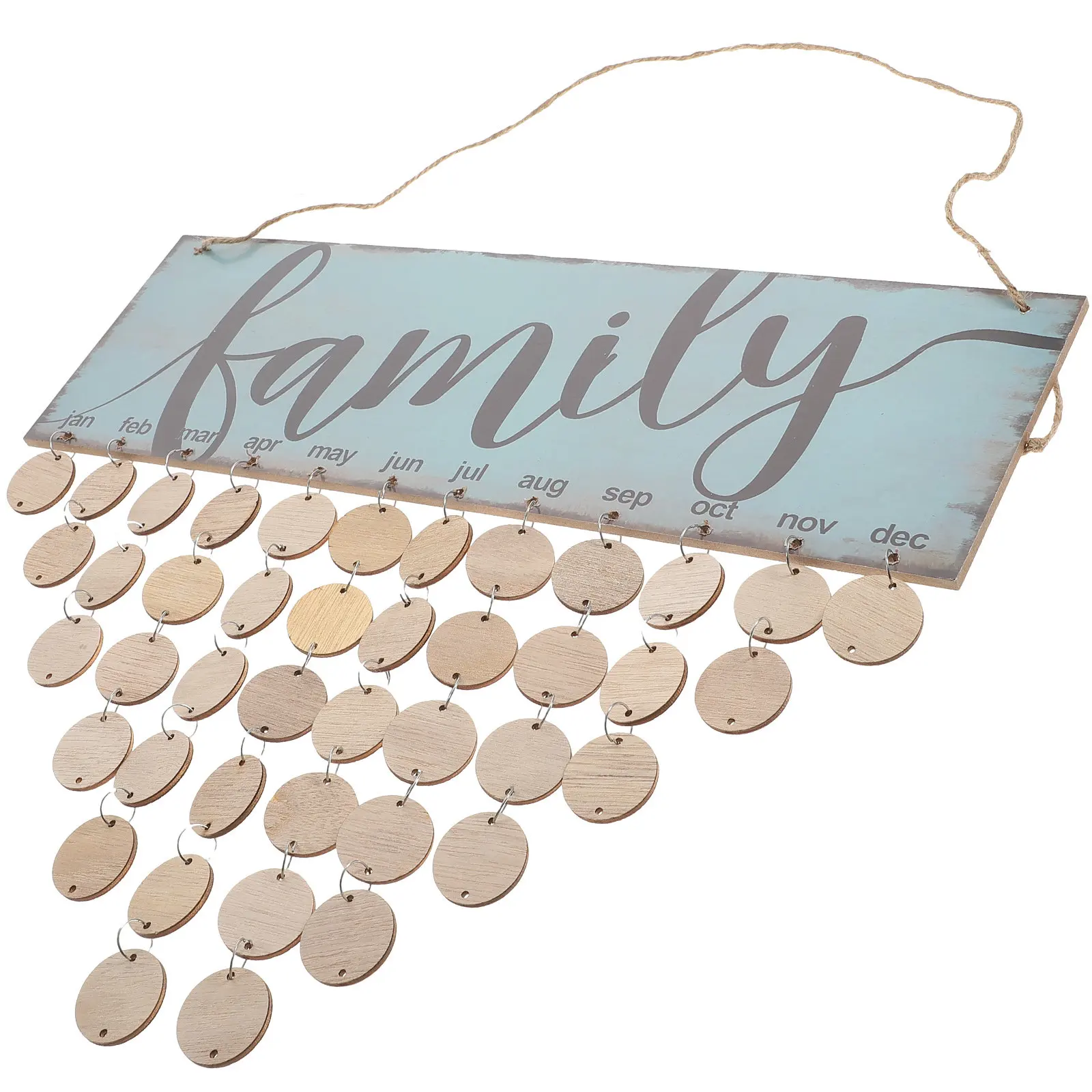 

Wooden Calendar Plaque Colorful 12x5cm DIY Family Birthday Reminder Hanging Board Home Wall Decor 50 Discs Iron Pins